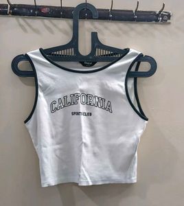 White "California" Graphic Crop Top