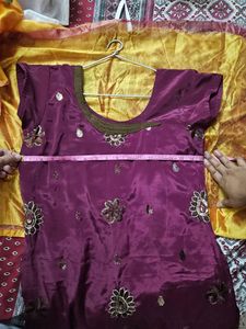 Mysore Silk Trending PurpleKurta With cotton linin