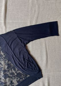Black Lace-Back Cropped Cardigan