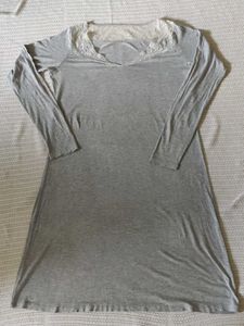 Comfy Grey Lace Trim Nightgown