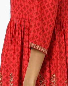 Red Printed Anarkali Kurta