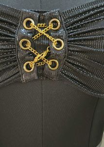 Sparkly Black Corset Top with Gold Chains
