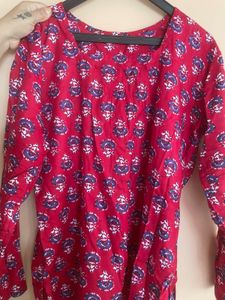 Red Printed Kurta