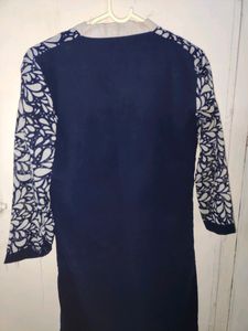 Printed Navy Blue Kurti
