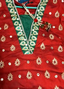 Embellished Red Kurta
