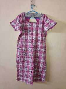 Pink Printed Cotton Kurta+ dupatta set