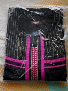 Stylish Black Kurti with Pink Accents