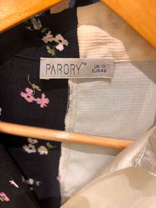 Two-Tone Floral Print Button-Up Shirt