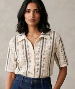 Button- Down collard crop shirt