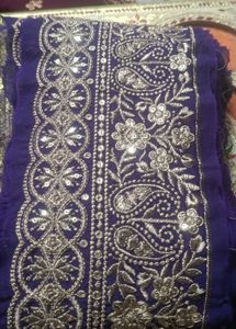 Embroidered Purple Border Fabric lace
