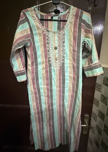 Striped Embroidered Kurta