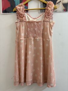 NEW Cute Peach Gingham Floral Dress