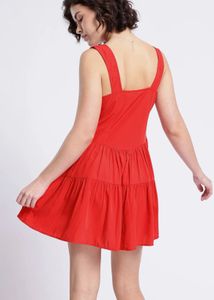 Chic Red Tiered Mini Dress