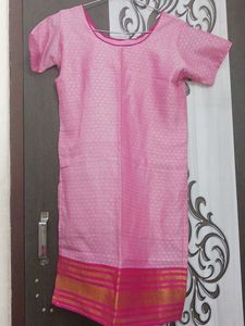 Pink Silk suit with Gold Border