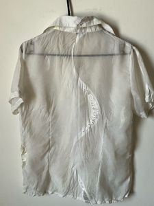 Sheer White Button-Up Blouse