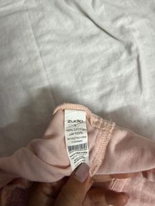 ZUDIO Pink Cotton Tie-Front Crop Top
