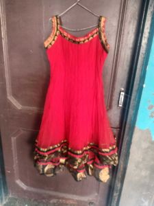 Red Anarkali Kurta with Dupatta