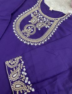 Purple Embroidered Kurta Set totally new