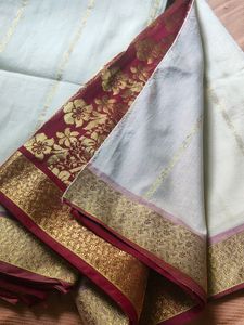 Off White Maroon Saree