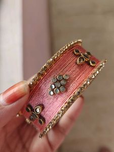 Elegant Pink Silk Thread Bangle