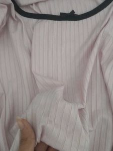 Chic pink Top with Black Trim