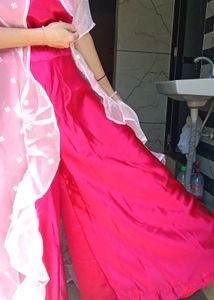 Elegant Pink Organza Kurta Set with Ruffle Detail