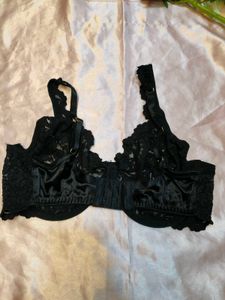 Black Lace Bra with Floral Detail