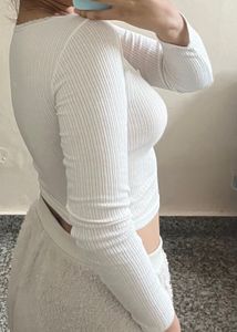 Y2K laced ribbed full sleeve top