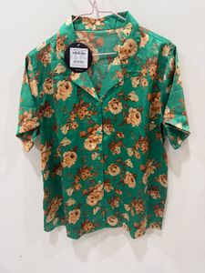 Sea Green Floral Satin Pyjama Set