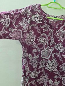 V-Neck Floral Print Kurta