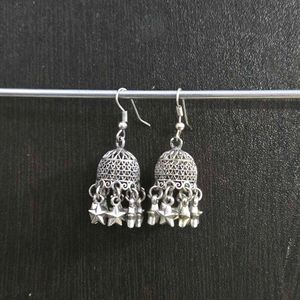 Oxidised Silver Jhumka Earrings