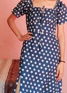 Blue Polka Dot Mini Dress