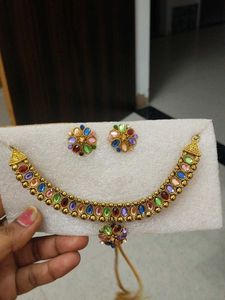 Multi-Color Stone Necklace &amp; Earrings Set