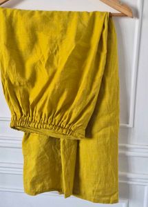 Yellow Kurta Pant Co-ord set  with Mirror Work