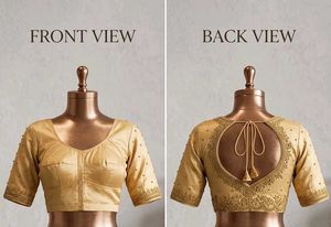 Gold heavy work Silk Blouse
