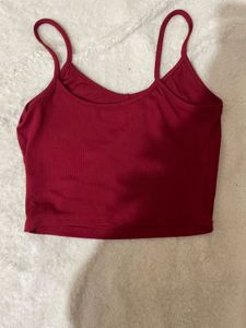 Red Spaghetti Strap Crop Top