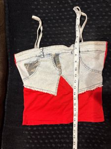 Unique Denim &amp; Red Cami Top