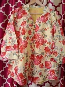 Yellow Floral Print Kurta Top