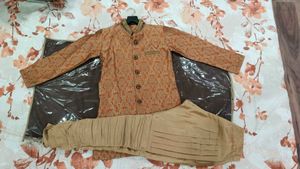 Boy's Orange Brocade Sherwani