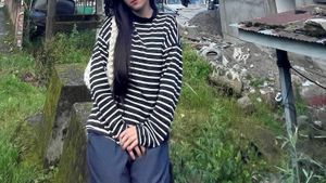Striped Mock Neck Top