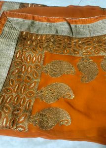 Embroidery Mustard Coloured Saree