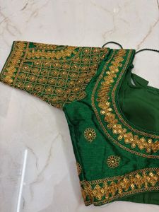 Embellished Green Silk Blouse