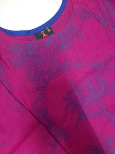 Purple Floral A-line Cut Kurti Attire