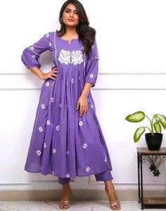 Lilac Embroidered Kurta Set
