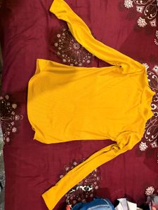 Yellow Turtle Neck Long Sleeve Top