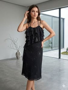 Chic Black Ruffled Mini Dress
