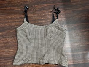 Zara Chic Plaid Spaghetti Strap Top