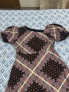 Boho Patterned Puff Sleeve Dress