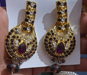Stunning Gold &amp; Purple Statement Earrings