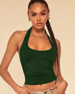 Stylish Green Halter Neck Crop Top